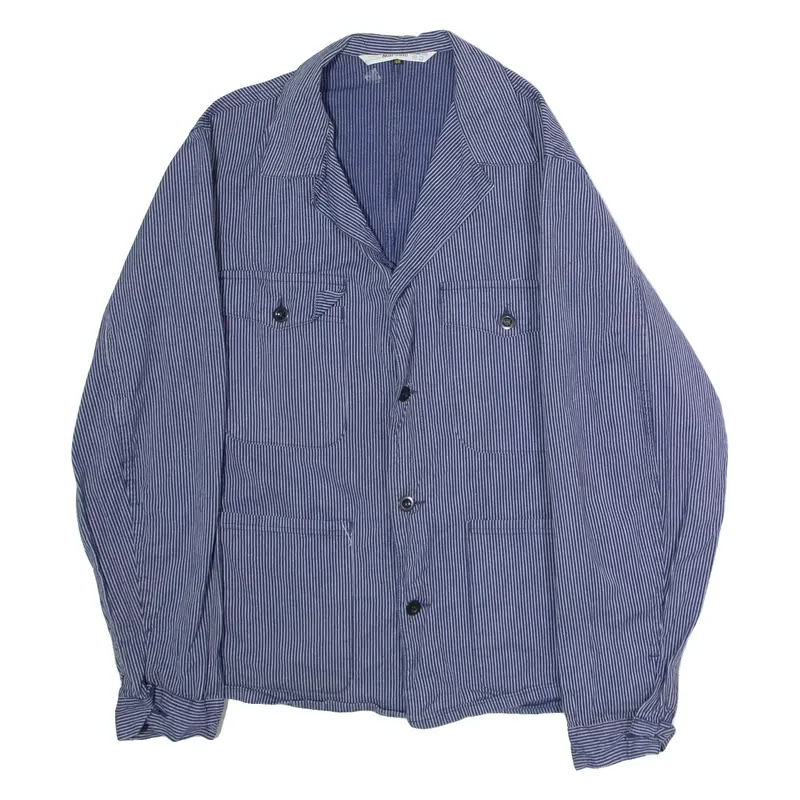 MARSUM Swiss Mens Workwear Jacket Blue Twill Striped M