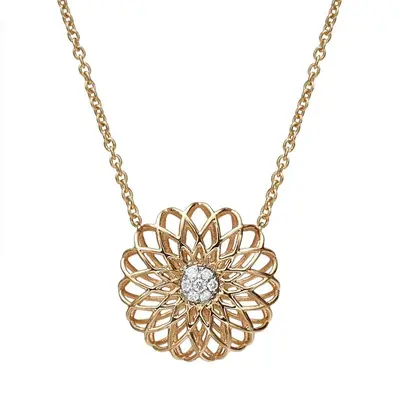 Sterling Silver with Rose Gold Plated Moissanite Wildflowers Pendant Necklace