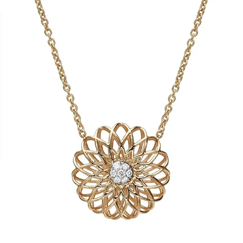 Sterling Silver with Rose Gold Plated Moissanite Wildflowers Pendant Necklace