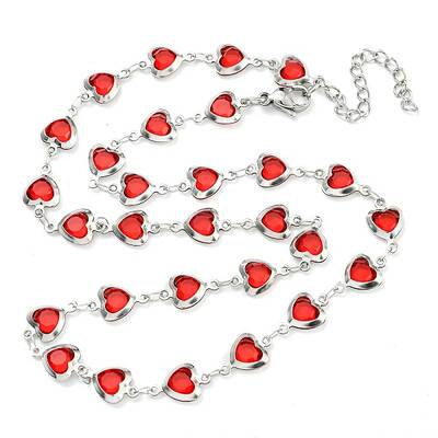 304 Stainless Steel & Glass Heart Link Chain Necklaces