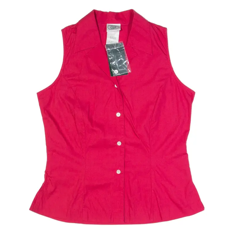 LAURA ASHLEY Womens Off Shoulder Waistcoat Pink Collared Sleeveless UK 12