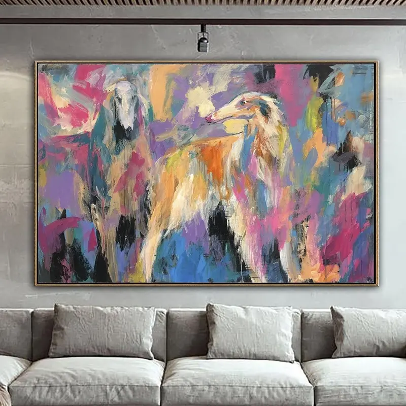 Large Original Dog Painting Abstract Afghan Hound Painting On Canvas Colorful Acrylic Dog Fine Art Modern Wall Art | MYTHICAL...