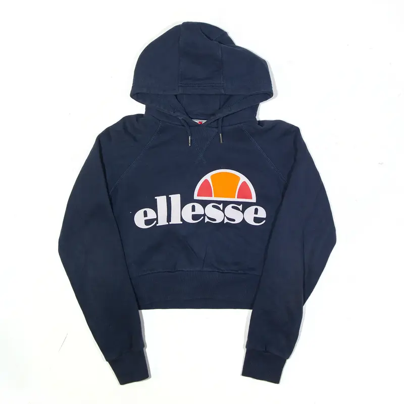 ELLESSE Cropped Hoodie Blue Pullover Womens XS