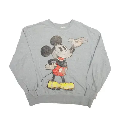DISNEY Mickey Mouse Sweatshirt Grey Mens XL