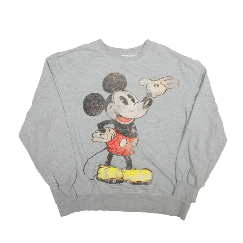 DISNEY Mickey Mouse Sweatshirt Grey Mens XL