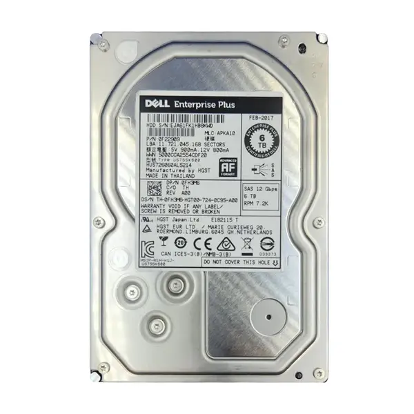 0FH3M6 Dell 6TB 12Gb/s SAS 7200 3.5-Inch Hard Drive