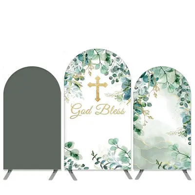 Aperturee Baptism Theme God Bless Baby Shower Arch Backdrop Kit | Round Arch Backdrop Cover | Diy Chiara Backdrop Cover | Cir...