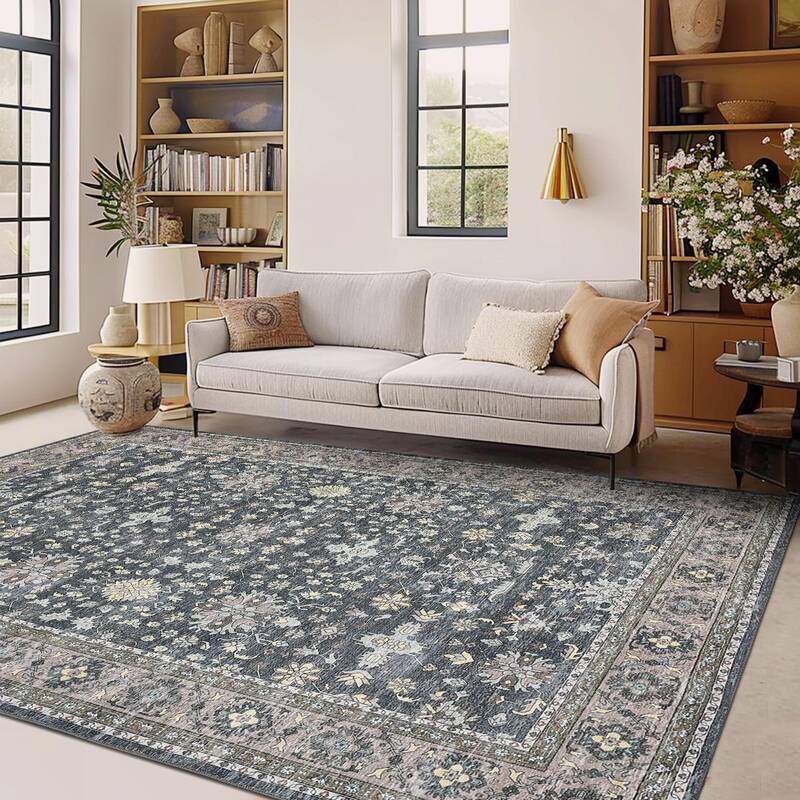 Garvee Washable Area Rugs Non-Slip Vintage Distress Large Rugs for Living Room Bedroom Dining Room Nursery Office Neutral Ori...