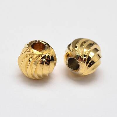 Rack Plating Brass Corrugated Round Spacer Beads