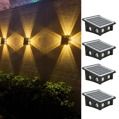 Solar Wall Lights, Outdoor Light Waterproof IP65, 3000K Solar Powered Light for Yard Garden Garage Pools Deck