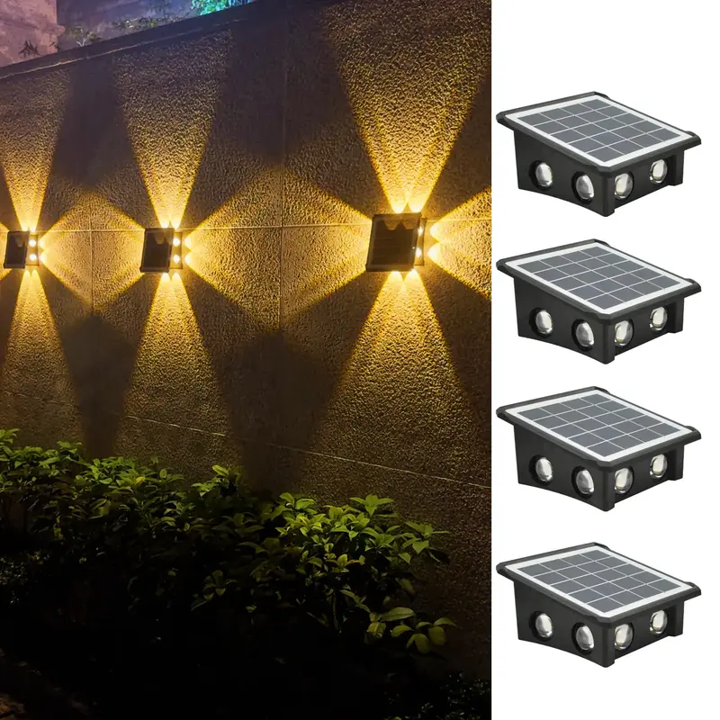 Solar Wall Lights, Outdoor Light Waterproof IP65, 3000K Solar Powered Light for Yard Garden Garage Pools Deck