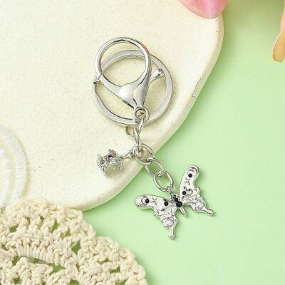 Alloy Rhineston and ABS Plastic Pearl Keychain