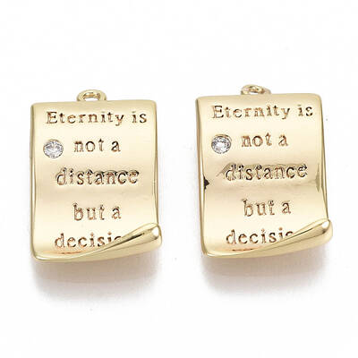 Brass Micro Pave Clear Cubic Zirconia Quote Pendants