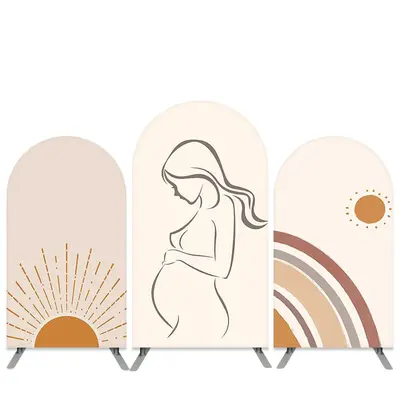 Aperturee Beige Sunshine And Mom Baby Shower Arch Backdrop Kit | Wedding Arch Backdrop | Circle Arch Backdrop Diy | Round Arc...