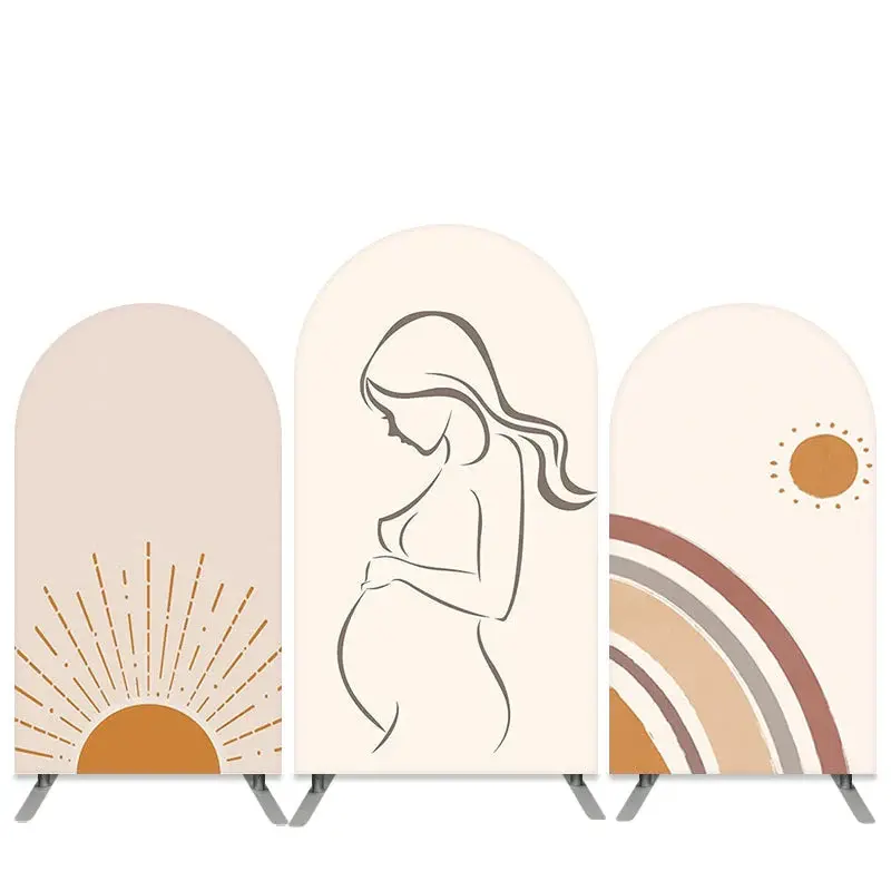 Aperturee Beige Sunshine And Mom Baby Shower Arch Backdrop Kit | Wedding Arch Backdrop | Circle Arch Backdrop Diy | Round Arc...
