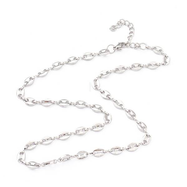 Non-Tarnish 304 Stainless Steel Coffee Bean Chain Necklaces