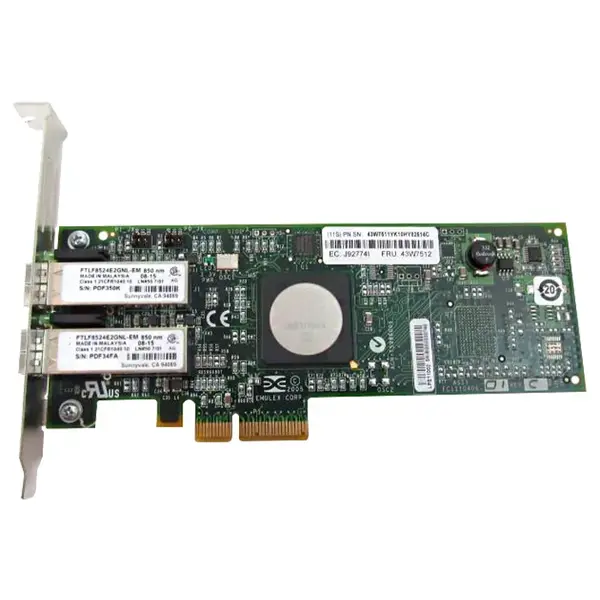 42C2071-B2 IBM Dual-Ports LC 4Gb/s Fibre Channel PCI Express x4 Low Profile Host Bus Network Adapter by Emulex