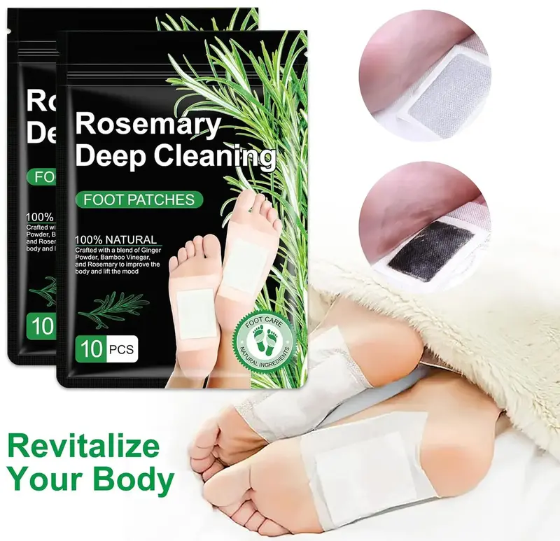 Rosemary Deep Cleaning Foot Patches,Ginger Bamboo Pads for Stress Relief & Better Sleep - 100% Natural Ingredients for Relaxa...
