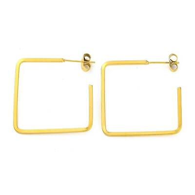 Ion Plating(IP) 304 Stainless Steel Square Stud Earrings