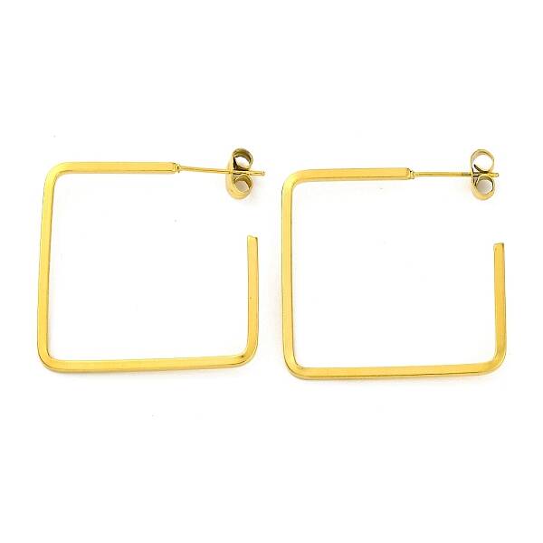 Ion Plating(IP) 304 Stainless Steel Square Stud Earrings