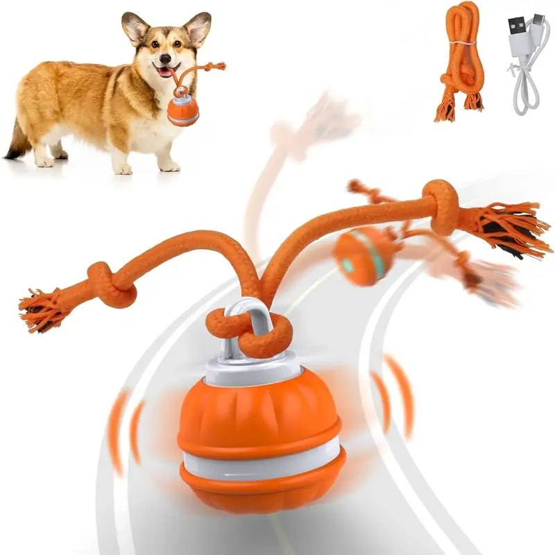 Interactive Activated Roller Ball for Puppies, Automatic Moving Toy, USB Charging Pet Ball, Dog & Cat Accessories, Pet Suppli...