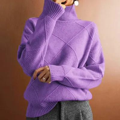 Erica | Textured Turtleneck Knit Sweater