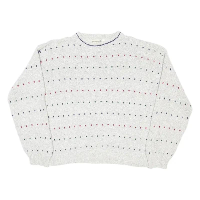 FIELDMASTER Mens Patterned Jumper Grey Polka Dot Chunky Knit XL