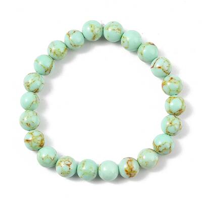 Synthetic Turquoise Beaded Stretch Bracelet