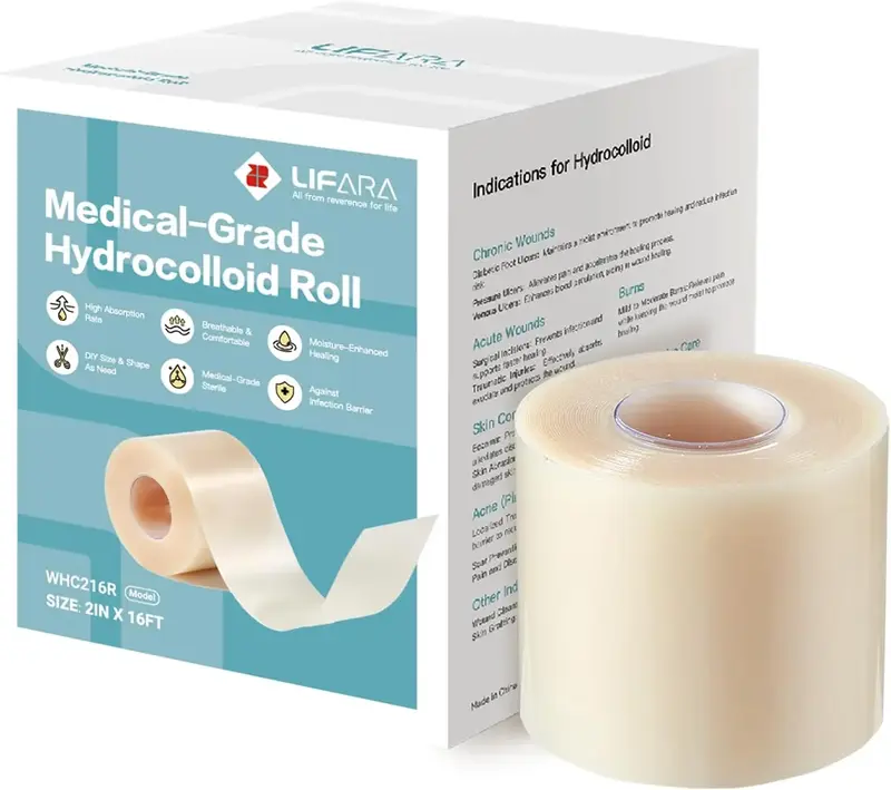 LIFARA Hydrocolloid Roll for Wound Care - Cut-to-Size, Extra Large Hydrocolloid Patch Bandages with Self-Adhesive, Ultra Abso...