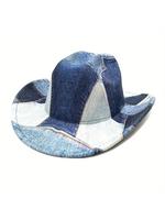 Fashionable Denim Fedora Hat, Retro Western Cowboy Hat, Roll Up Design for Easy Storage, Ideal Choice for Couples, Valentine'...