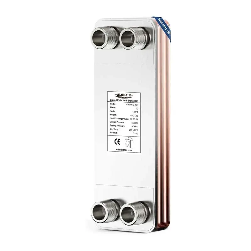 ALORAIR 4x12 Heat Exchanger with 1 MPT Port,316L Stainless Steel Water to Water Brazed Plate Heat Exchanger for Floor Heat...