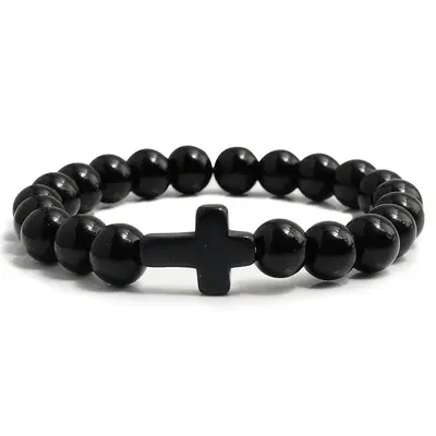 Blue Turquoise Cross Bracelet | Color: Bright Black | Size: 21cm