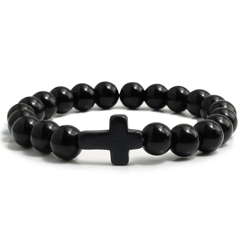 Blue Turquoise Cross Bracelet | Color: Bright Black | Size: 21cm