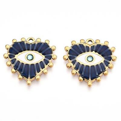 Ion Plating(IP) 304 Stainless Steel Enamel Rhinestone Pendants