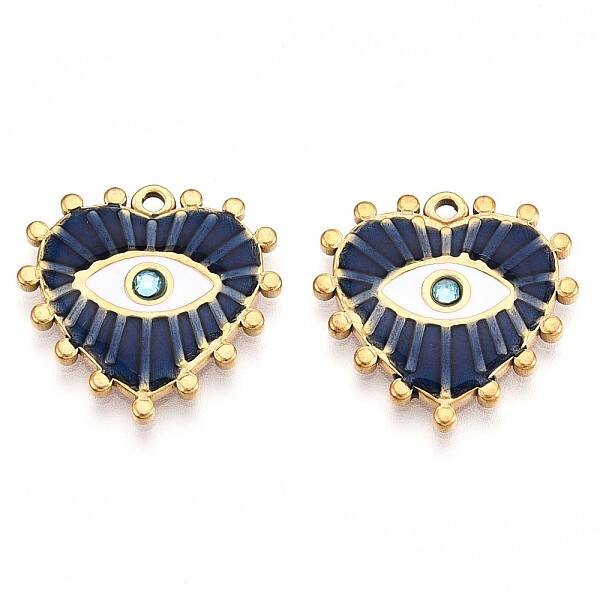 Ion Plating(IP) 304 Stainless Steel Enamel Rhinestone Pendants