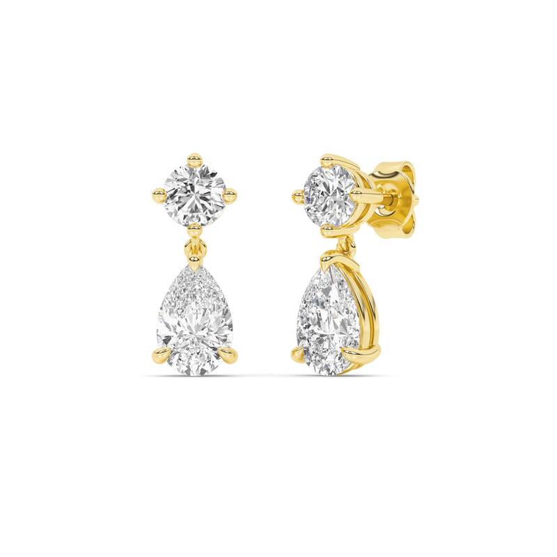 Dewdrop Lab Created Diamond Earrings | 14K Yellow Gold 1 3/4 ct. tw.