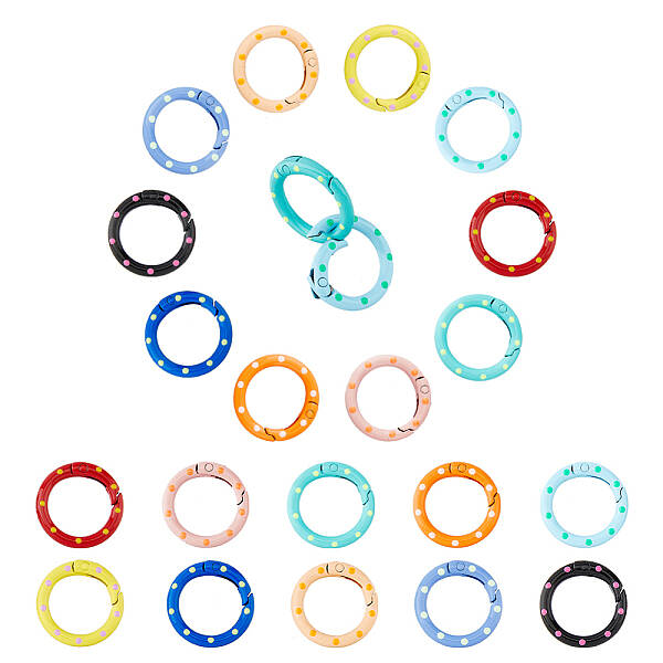 20Pcs 10 Colors Zinc Alloy Spring Gate Rings