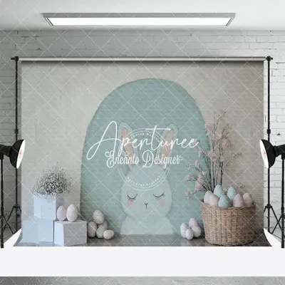 Aperturee Simple Painted Bunny Wall Floral Eggs Easter Backdrop, 3X2FT(1MX0.6M), 14 USD, easter backdrops, ENHD3J54-M