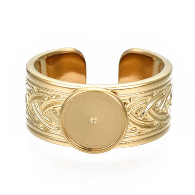 304 Stainless Steel Open Cuff Finger Ring Cabochon Settings