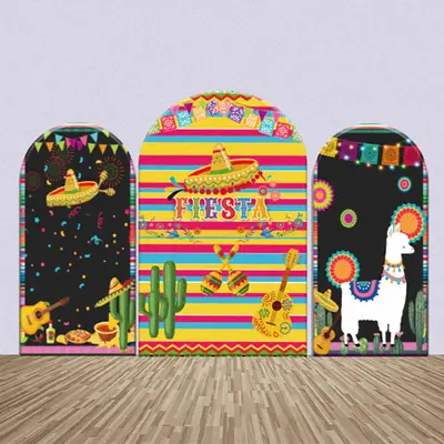 Stripe Cactus Alpaca Fiesta Party Arch Backdrop Kit - Aperturee