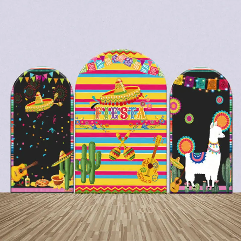 Stripe Cactus Alpaca Fiesta Party Arch Backdrop Kit - Aperturee