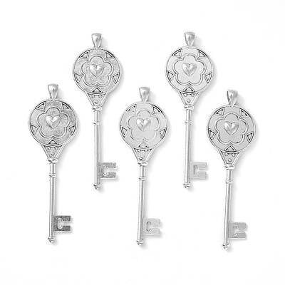 Tibetan Style Alloy Key Pendant Cabochon Bezel Settings