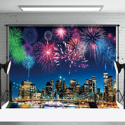 Aperturee Colorful Sparks City Night Happy New Year Backdrop - Aperturee