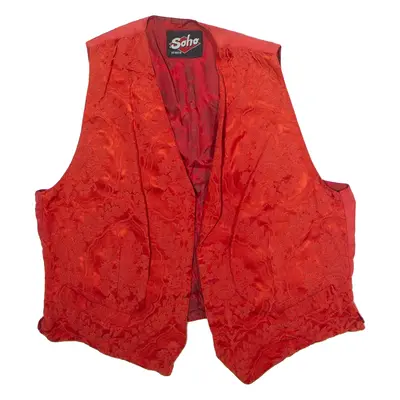 SOHO Womens Blazer Waistcoat Red 90s Floral L