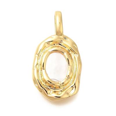 Brass Pave Natural Freshwater Shell Pendants