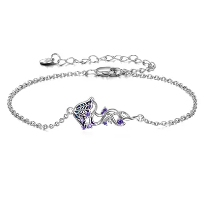 Sterling Silver Cubic Zirconia Jellyfish Charm Bracelet