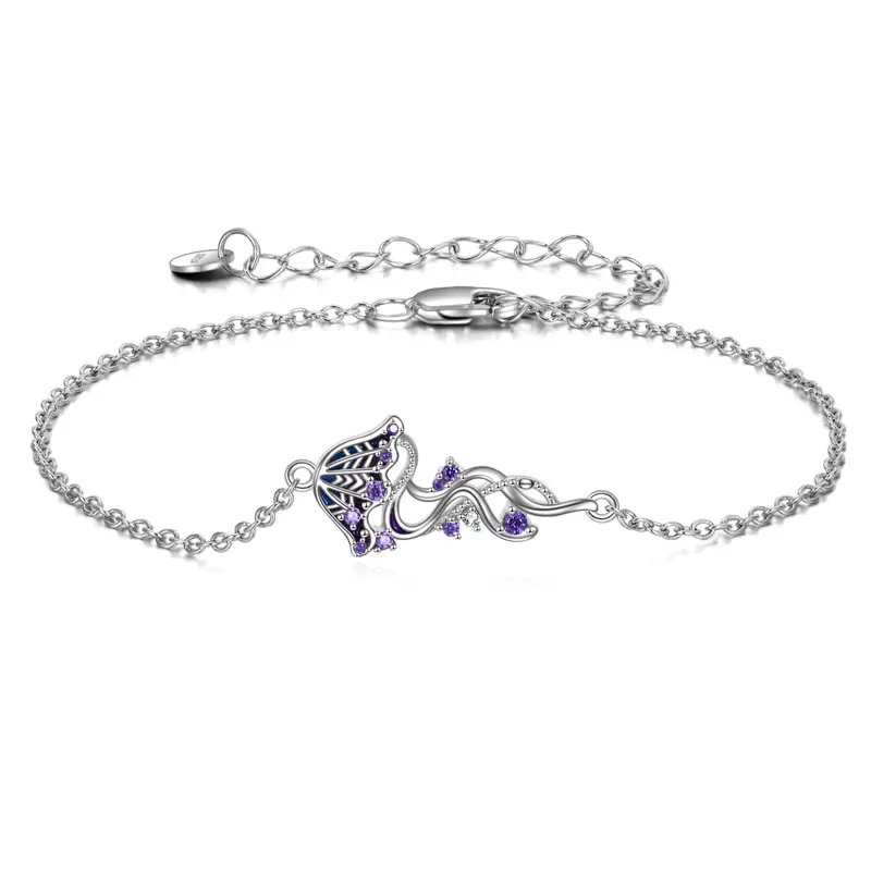 Sterling Silver Cubic Zirconia Jellyfish Charm Bracelet