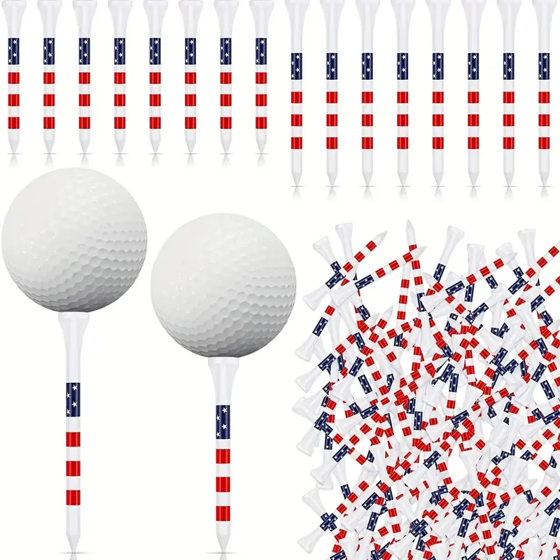 American Flag Golf Tees (50/100pcs), Wooden Golf Tees, Stars and Stripes Design Golfing Tees, Teens Golf Balls Game Accessori...