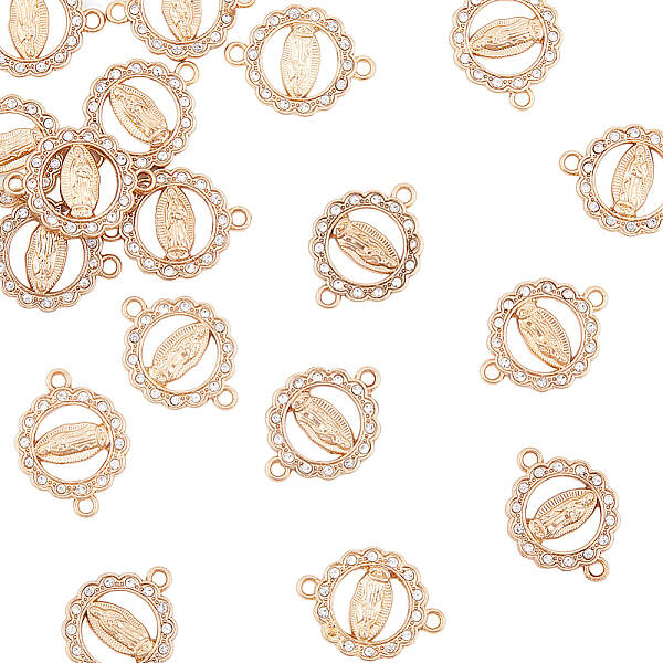 50Pcs Virgin Mary Alloy Crystal Rhinestone Connector Charms