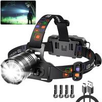 Rechargeable Headlamp,Super Bright  Light,Adjustable Focus LED headlamp, 4 Modes ,Essential Equipment for Adult Helmet Campin...